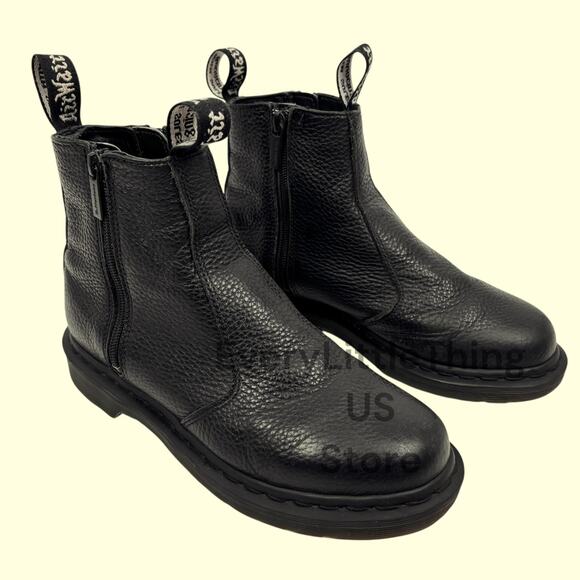 Dr. Martens Shoes - Dr. Martens 2976 Chelsea Boots Womens Size 8 Soft Black Pebbled Leather Side Zip